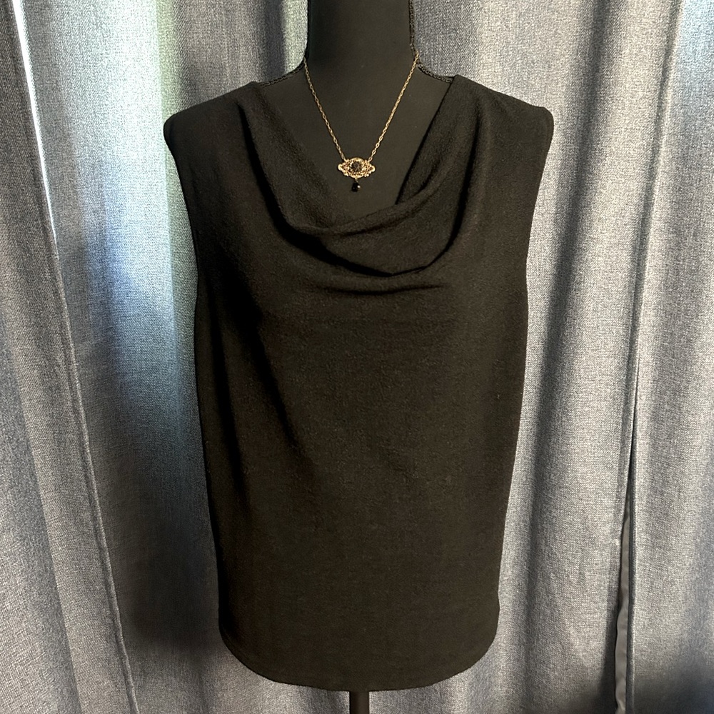 Vintage 90s Notations Clothing Co. Black Cowl Sleeveless Top, Size Large